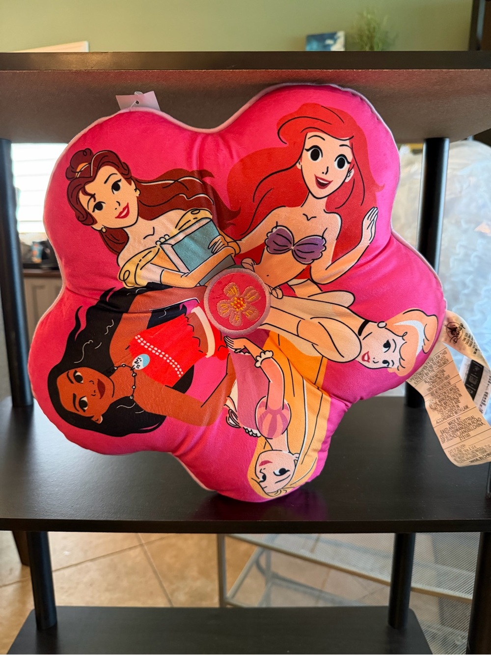 Disney Princess Flower-Shaped Throw Pillow Ariel Belle Cinderella Moana Rapunzel